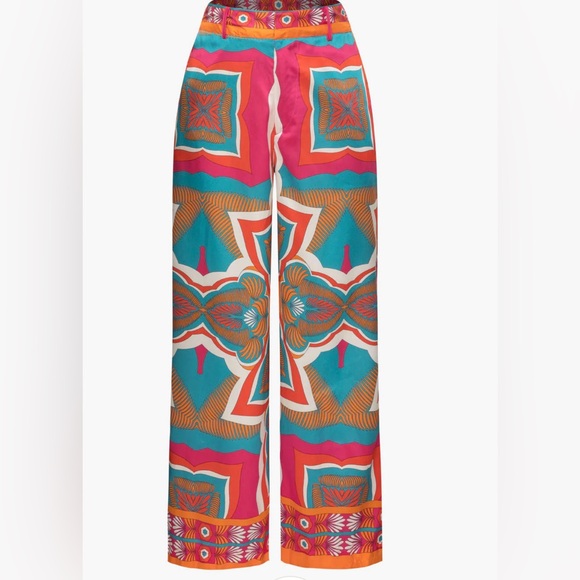 Micas Pants - MICAS Printed High Waisted Wide Leg Pants, Size Medium
